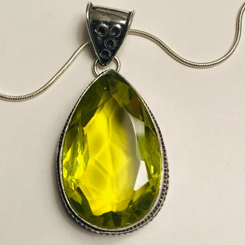 Lemon Topaz Stamped 925 Sterling Silver Necklace